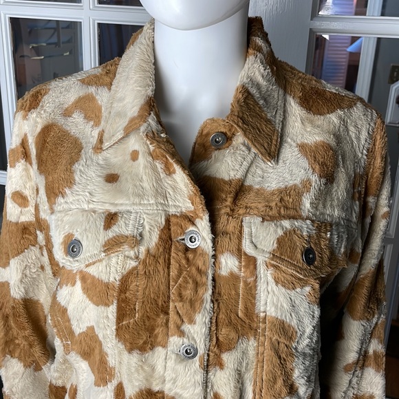 Vintage Fuzzy Animal Print Jacket Leather Collar - Picture 3 of 16